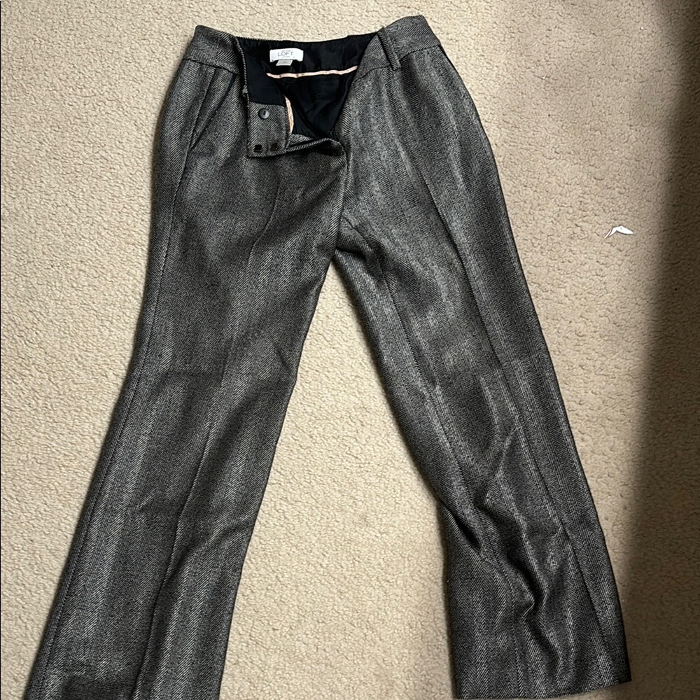 Loft Womens black and white herringbone heavyweight dress pants